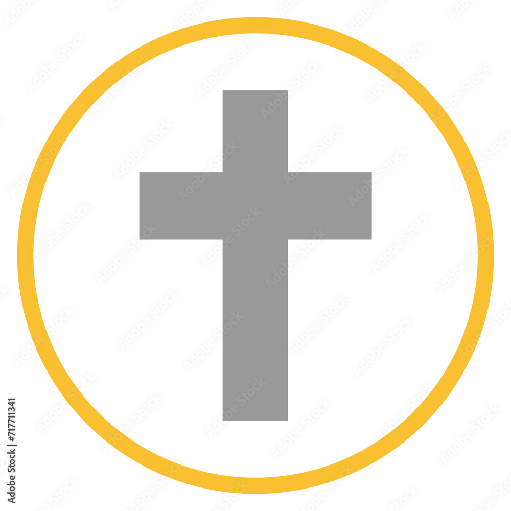 Obraz premium Button grau orange mit Kreuz Icon: Tod oder Friedhof