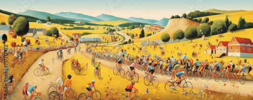 Tour de france illustration cyclist race picture,