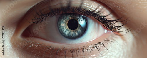 Woman macro detail of eye. Eye close up.