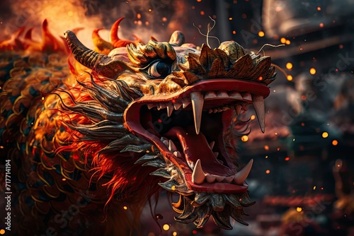 Fire-breathing red dragon   Generative AI
