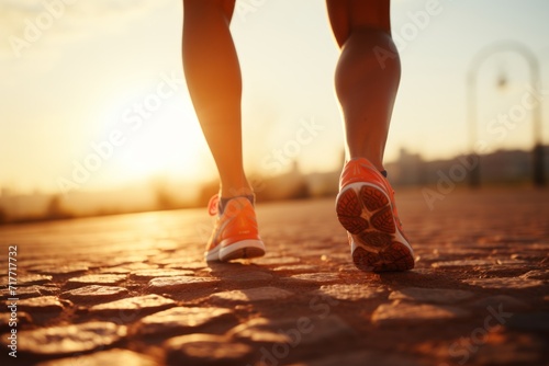 runner feet running road closeup shoe fitness