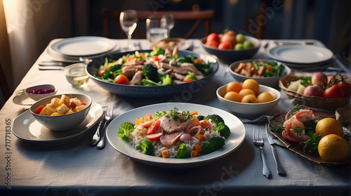 Dinner Delights: Family Table Ready for Shared Meals