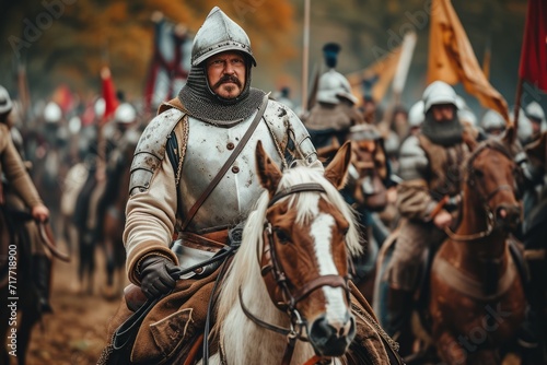 Battle-Ready Leader: Medieval Knight on Horseback