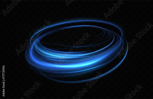 Blue neon ring. Glowing circle. Glow effect. Round light frame. abstract light lines of movement and speedAbstract light lines of movement and speed. light blue ellipse.