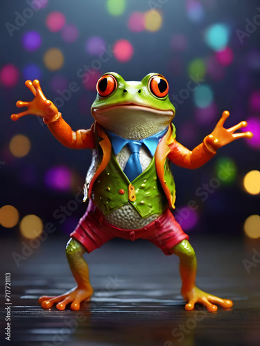 funny colorful dancing frog 