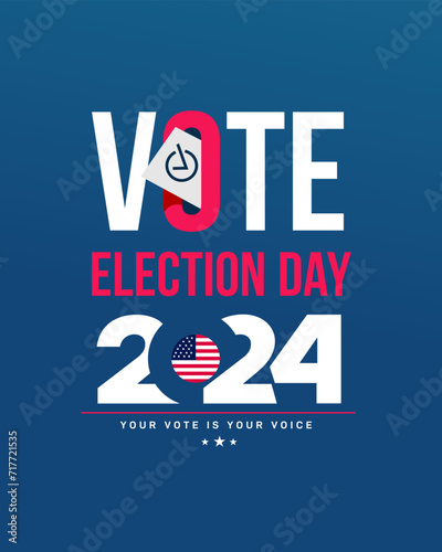 US 2024 Presidential Elections Event Banner, background, card, print.website design. Vote in USA, banner design. Election voting poster. Political election campaign Vote day, November 5. US Election.