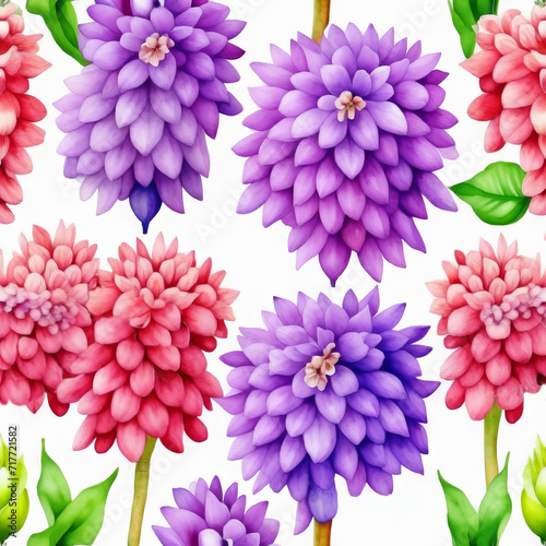 Watercolor flowers illustraration. Spring floral pattern photo