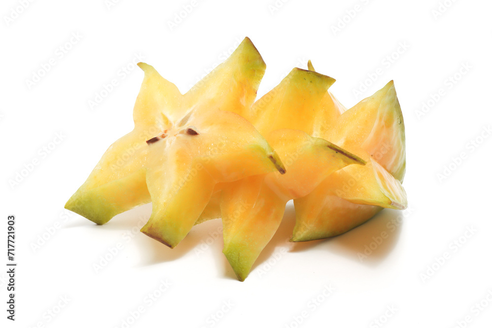 Fototapeta premium Sliced fresh organic star fruit delicious isolated on white background clipping path