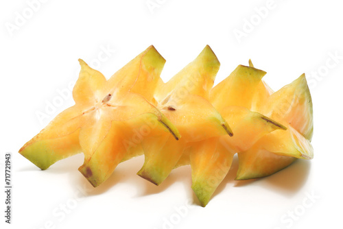 Sliced fresh organic star fruit delicious isolated on white background clipping path