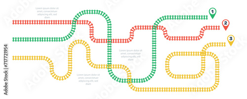 Railroad tracks, railway simple icon, rail track direction, train tracks colorful vector illustrations. Infographic elements, simple illustration on a white background.