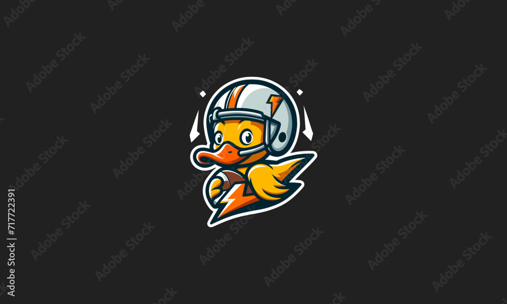 duck wearing helmet and lightning vector logo design duck wearing helmet and lightning vector logo design