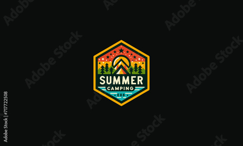 logo design of summer camping vector flat design