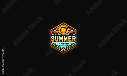 logo design of summer camping vector flat design