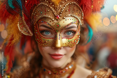 Mardi Gras Masked Marvel: A Colorful Carnival Celebration Generative AI © Mandeep