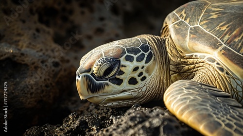 Generative AI : photo of Sea turtle in the Galapagos island