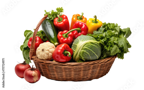 Fresh Vegetables in Basket on Transparent Background