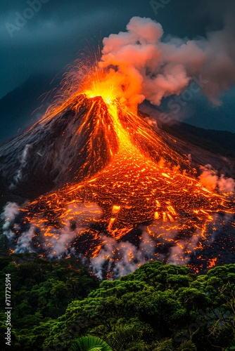 volcanic eruptions in nature. Selective focus.