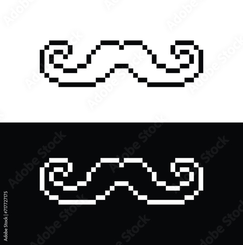 pixel art mustache vector  icon pixel element for 8 bit game 