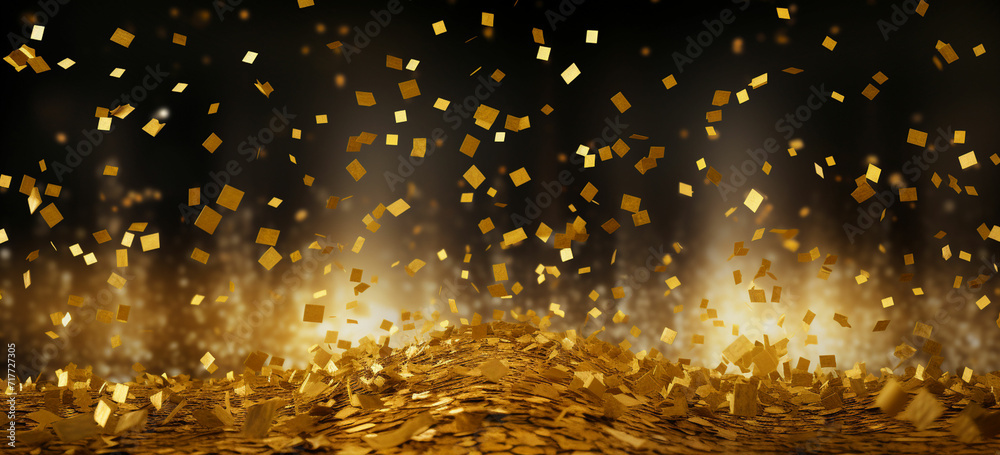 golden confetti background to symbolize achievement and success - obrazy, fototapety, plakaty 