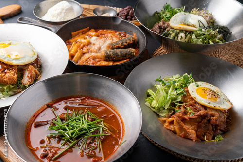 Yukgaejang, Korean food, side dishes, bibimbap, pork rice bowl, stir-fried pork, bulgogi rice bowl, bulgogi, pork cutlet, rice bowl, grilled spam, fried rice, tteokbokki, red bean shaved ice