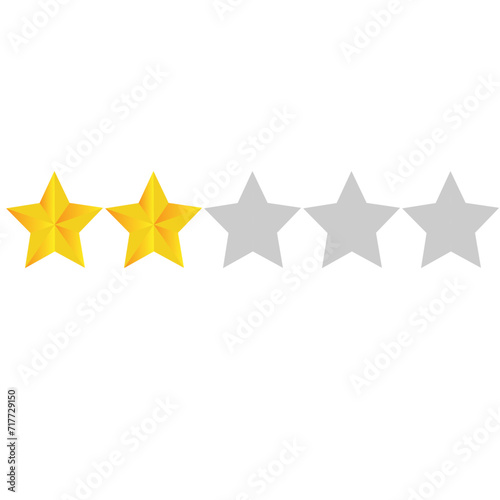 Fototapeta Naklejka Na Ścianę i Meble -  Two stars rating button. Yellow rating stars on white background. Feedback evaluation in vector