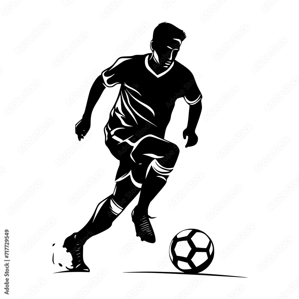 Football Black and White Silhouette Vector SVG Laser Cut Print Generative AI