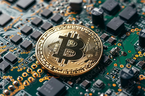 Digitale Zukunft im Fokus: Bitcoin Chip Illustration als Symbol für sichere Krypto-Transaktionen und technologischen Fortschritt im Finanzwesen