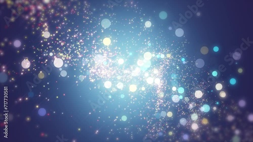 Background blue movement. Universe azure dust with stars on black background. Motion abstract of particles. VJ Seamless loop. 4k