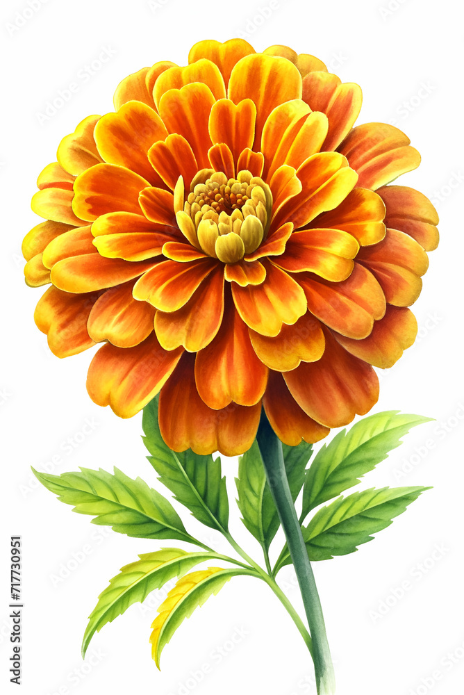 Merigold flower on a white illustration image. Merigold flower on a white illustration image.