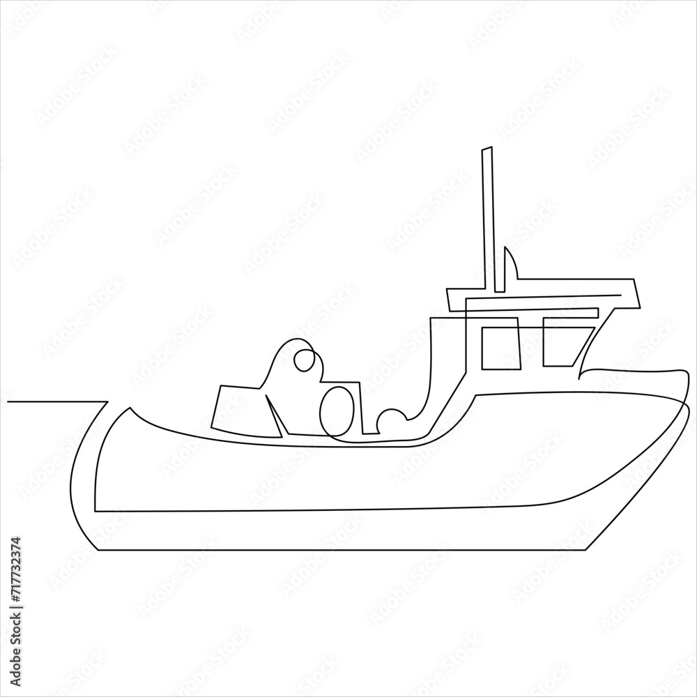 Continuous one line drawing of ship line art drawing vector illustration
Continuous one line drawing of ship line art drawing vector illustration