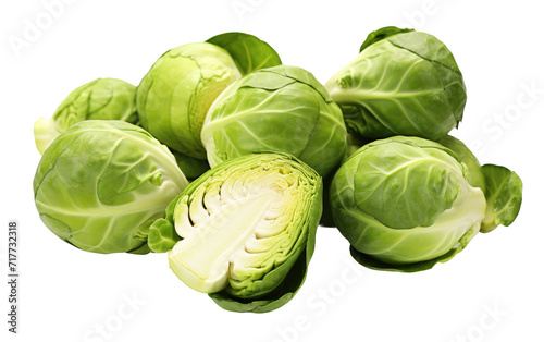 Brussels Sprouts Halves on Transparent Background