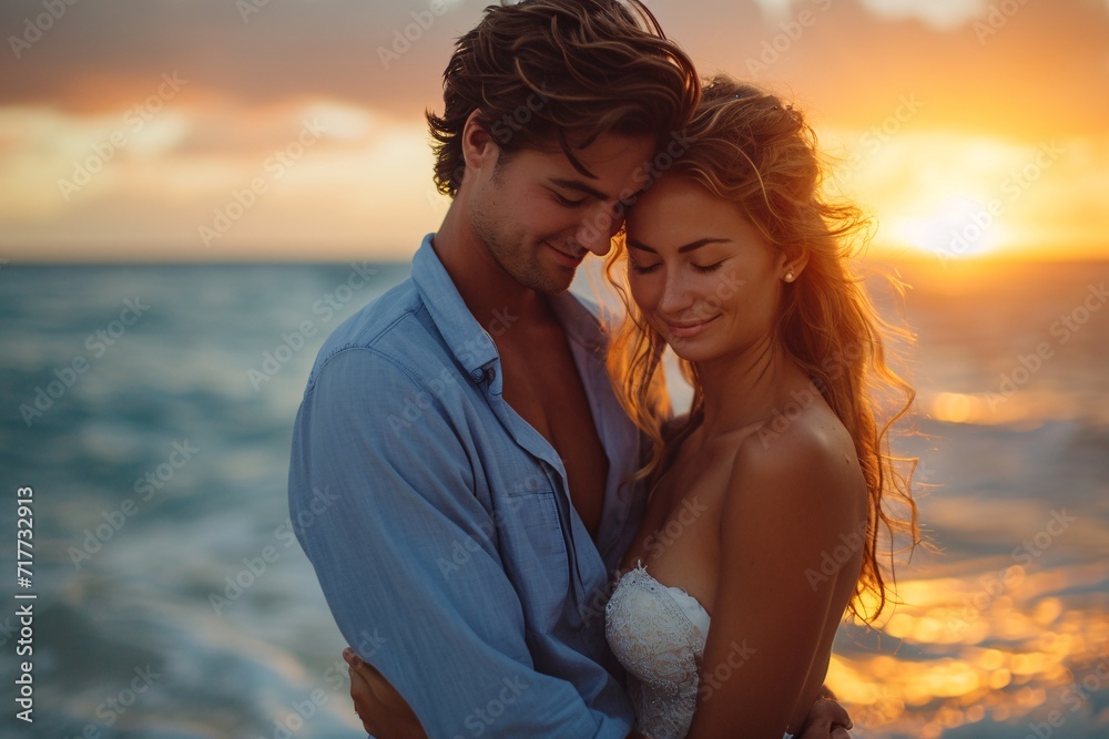 Sunset Embrace: Couple's Love Affair in the Warm Glow of the Setting Sun Generative AI Sunset Embrace: Couple's Love Affair in the Warm Glow of the Setting Sun Generative AI