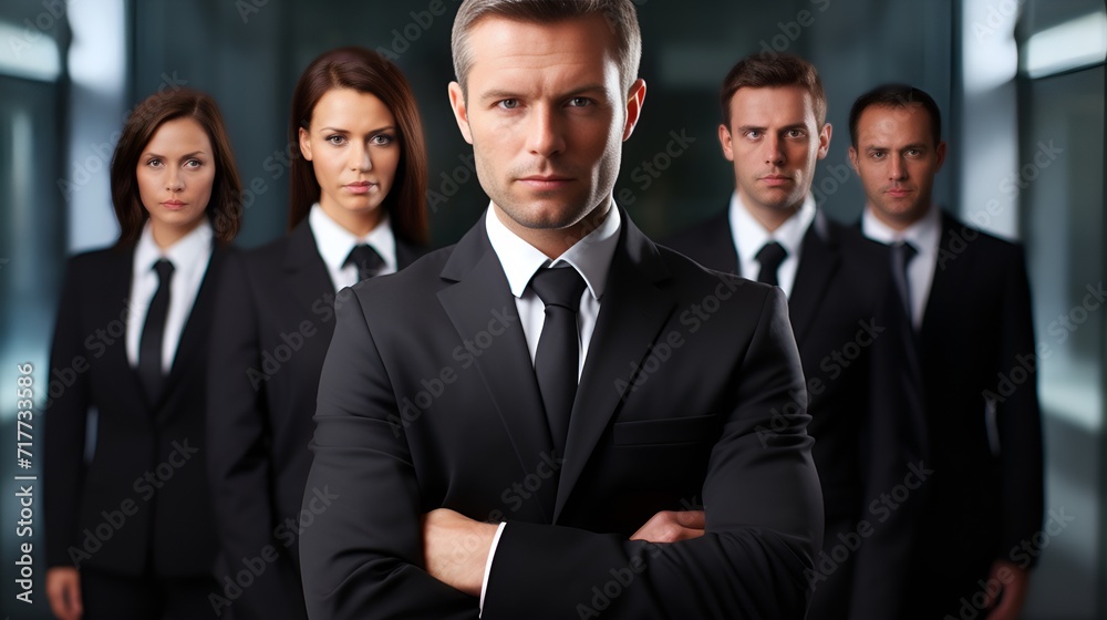 Team leader in a suit leading a group of professionals , Team leader, suit, group of professionals Team leader in a suit leading a group of professionals , Team leader, suit, group of professionals