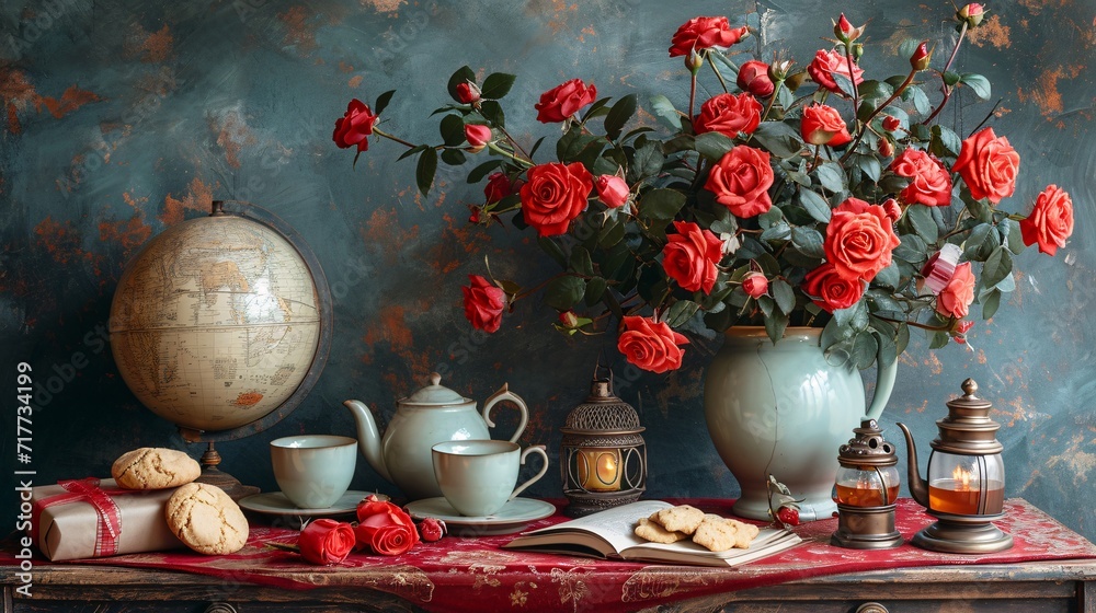 Roses in a Tea Set: A Monthly Celebration of Love and Tea Generative AI