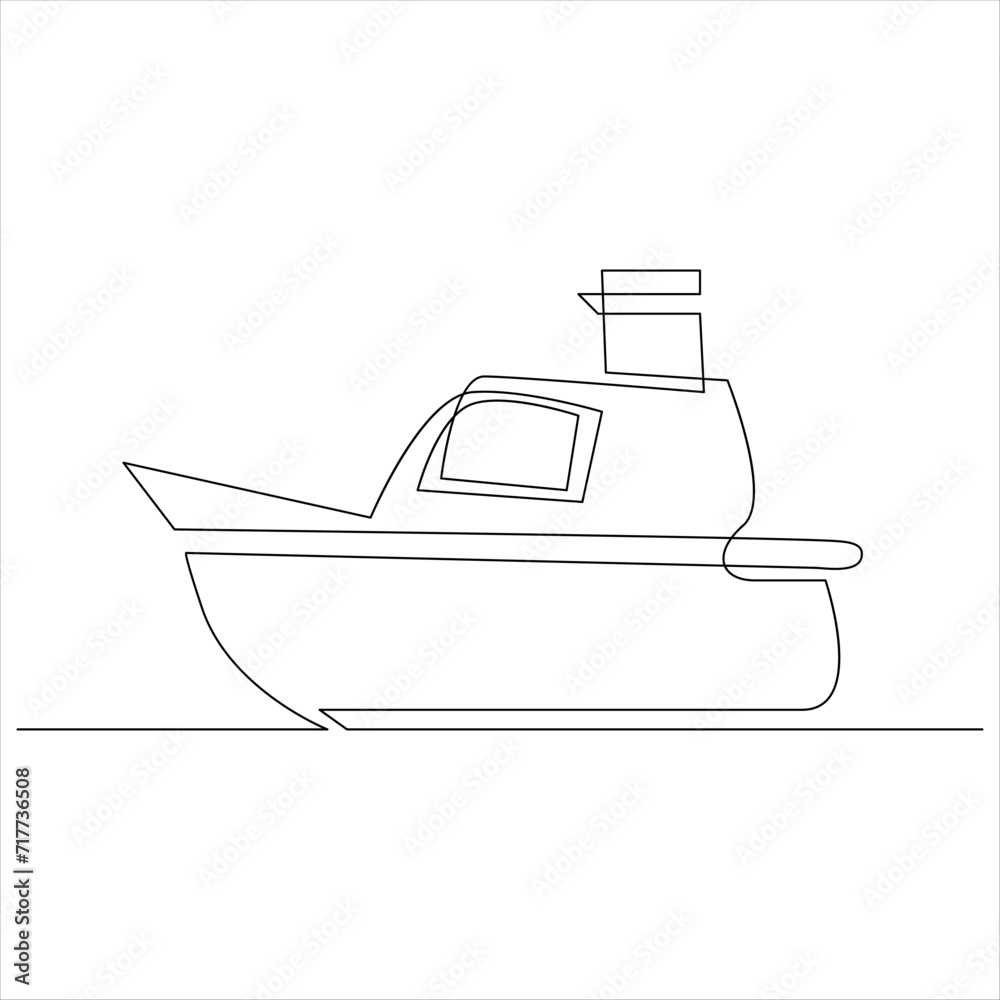 Continuous one line drawing of ship line art drawing vector illustration
Continuous one line drawing of ship line art drawing vector illustration