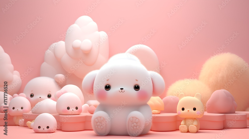 Plain background with 3D,rendered cute and soft shapes , Plain background, 3D,rendered, cute, soft shapes Plain background with 3D,rendered cute and soft shapes , Plain background, 3D,rendered, cute, soft shapes