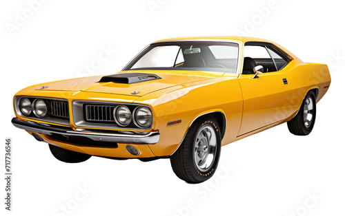 Classic Butter Yellow Car on Transparent Background