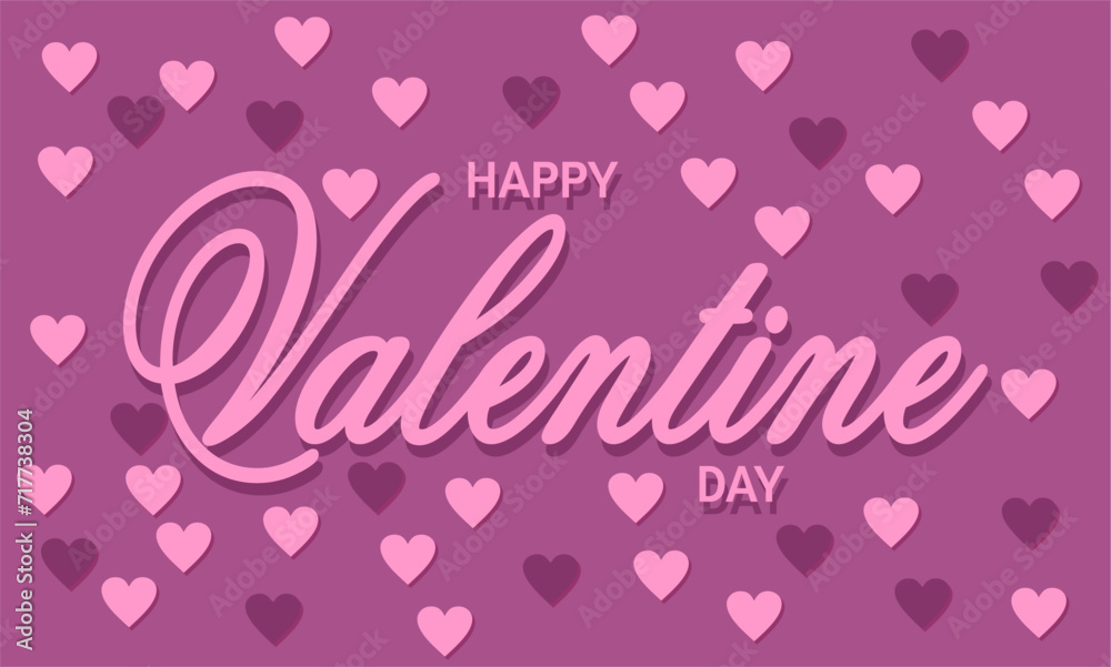Valentine's day design 3D heart background banner in purple colour