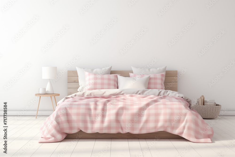 Serene Bedroom Retreat: 3D Rendering of Light, Cozy Interior. Generative ai