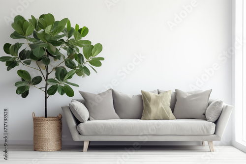 Modern living room with sofa. Generative ai