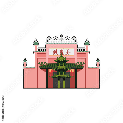  Architecture in asia style Building. Famous Place, Travel and Tourism.  Isolated on White Background Vector Eps 10