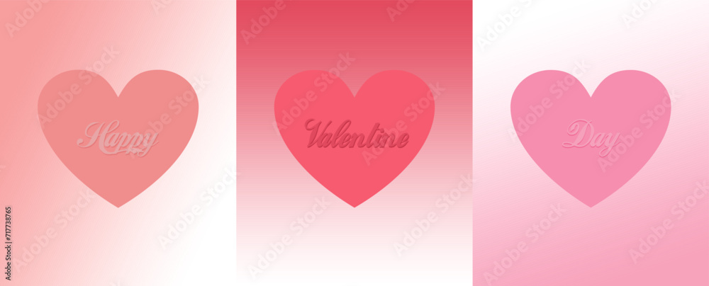 Set of pastel pink and red soft 3D heart shape frame design with 3d background Set of pastel pink and red soft 3D heart shape frame design with 3d background