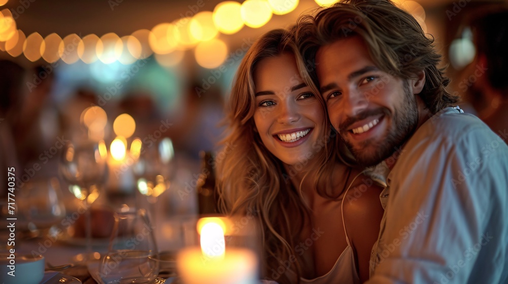 Candlelit Dinner: A Couple's Romantic Night Out Generative AI