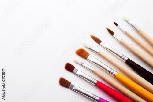 Assorted Art Brushes on White Background for Creative Projects