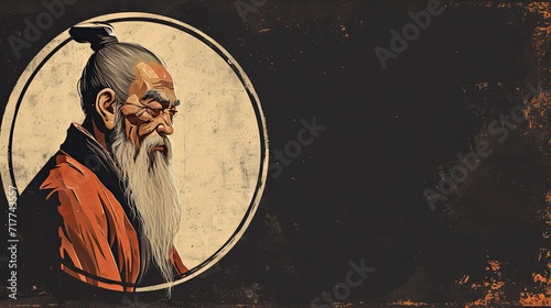 Inspirational Confucius Illustration with Space for Quotes photo