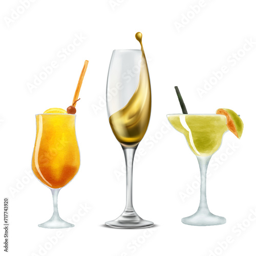 cocktail with lemon and lime