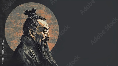 Confucius Philosopher Artwork: Minimal Design with Text Space photo