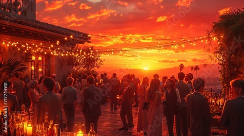 Sunset Soiree: A Glamorous Gathering Under the Lights Generative AI © Mandeep
