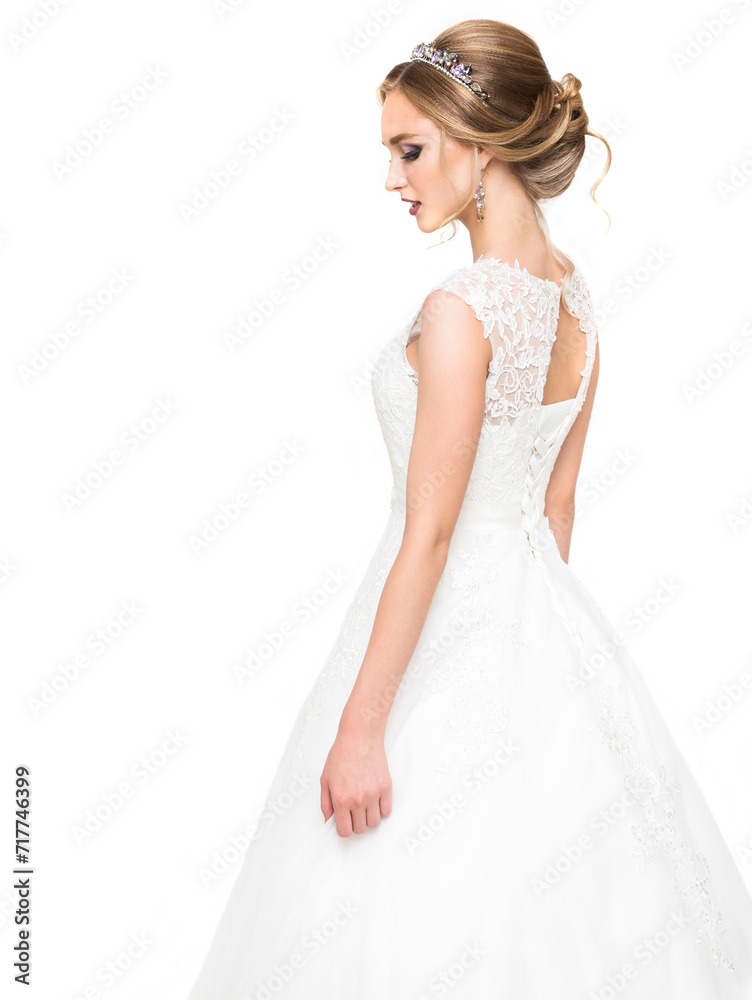 Young pretty caucasian bride in wedding dress Young pretty caucasian bride in wedding dress