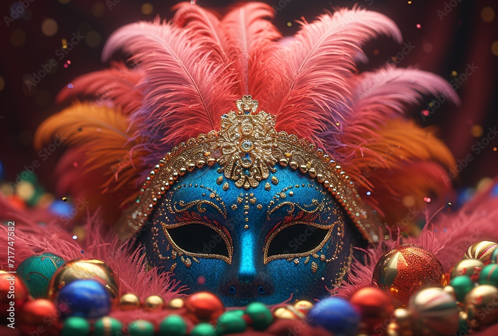 Mardi Gras Mask: A Colorful and Festive Face Mask for the Celebration Generative AI Mardi Gras Mask: A Colorful and Festive Face Mask for the Celebration Generative AI